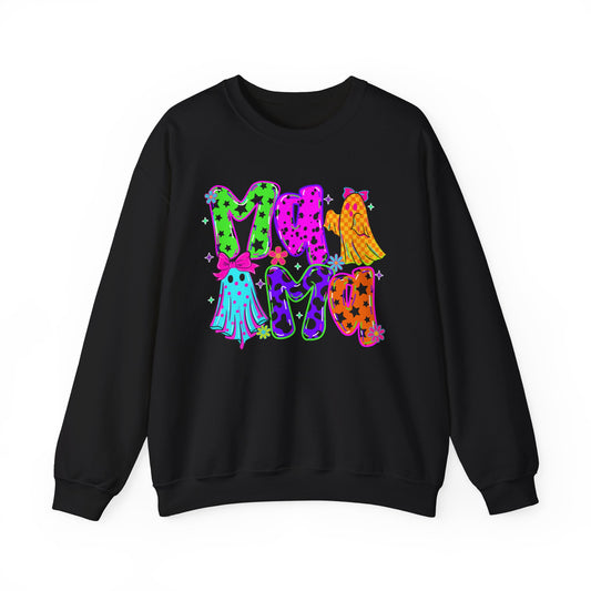 Ghost Mama Crewneck Sweatshirt — Colorful Neon Halloween Mom Pullover - Gifts for Mom - Mama Sweater - Halloween Sweater for Moms - Sweater Weather