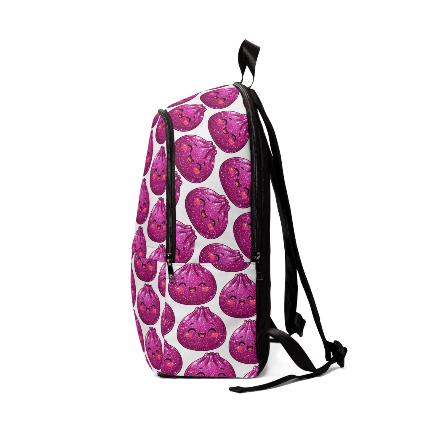 Kawaii Purple Dumpling Backpack — Cute Repeating Emoji Print Bag