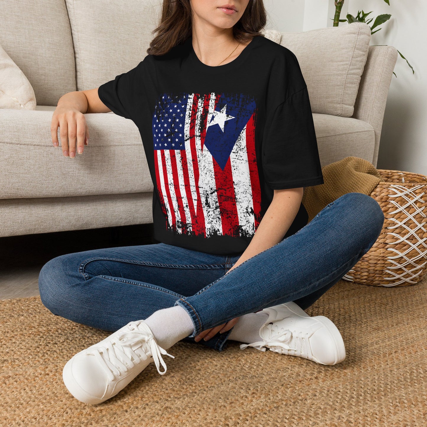 Puerto Rico USA Flag T-Shirt — Distressed Puerto Rican American Pride Tee