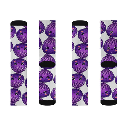 Purple Galaxy Octopus Sublimation Socks – Cute Kawaii Sea Creature Crew Socks