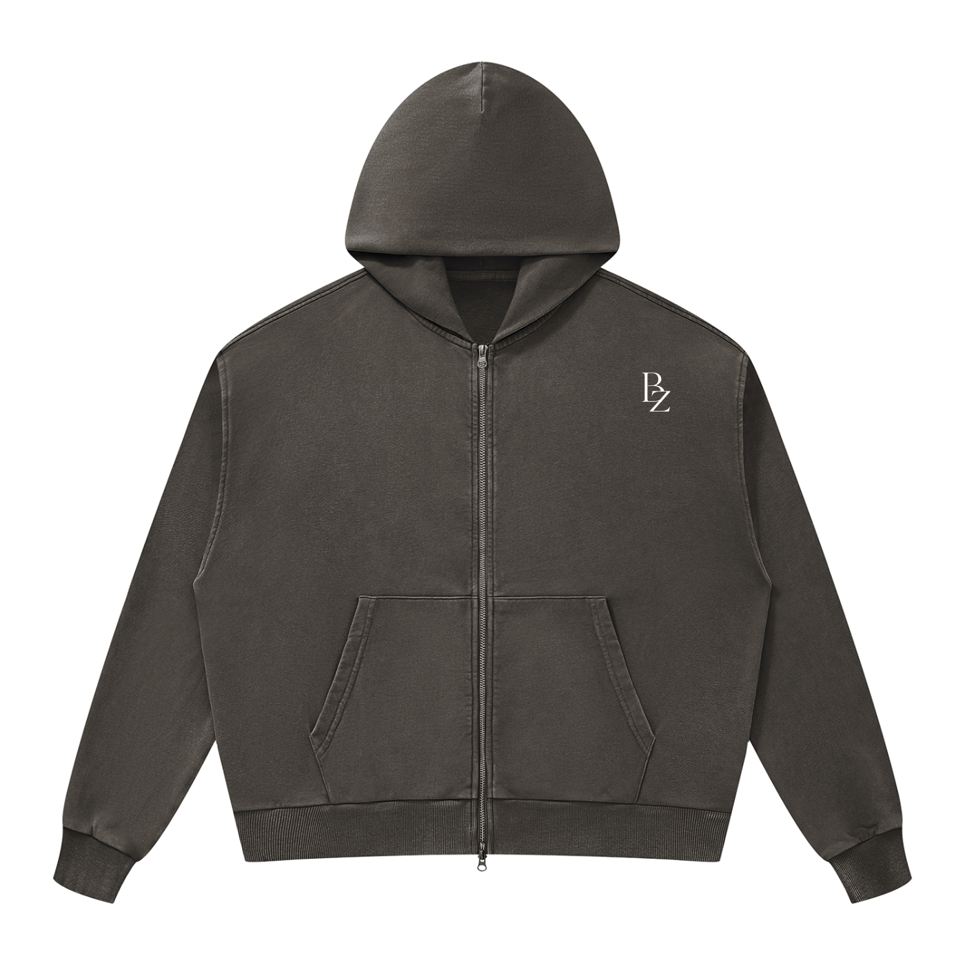 Unisex Mineral Wash Boxy Full Zip Hoodie
