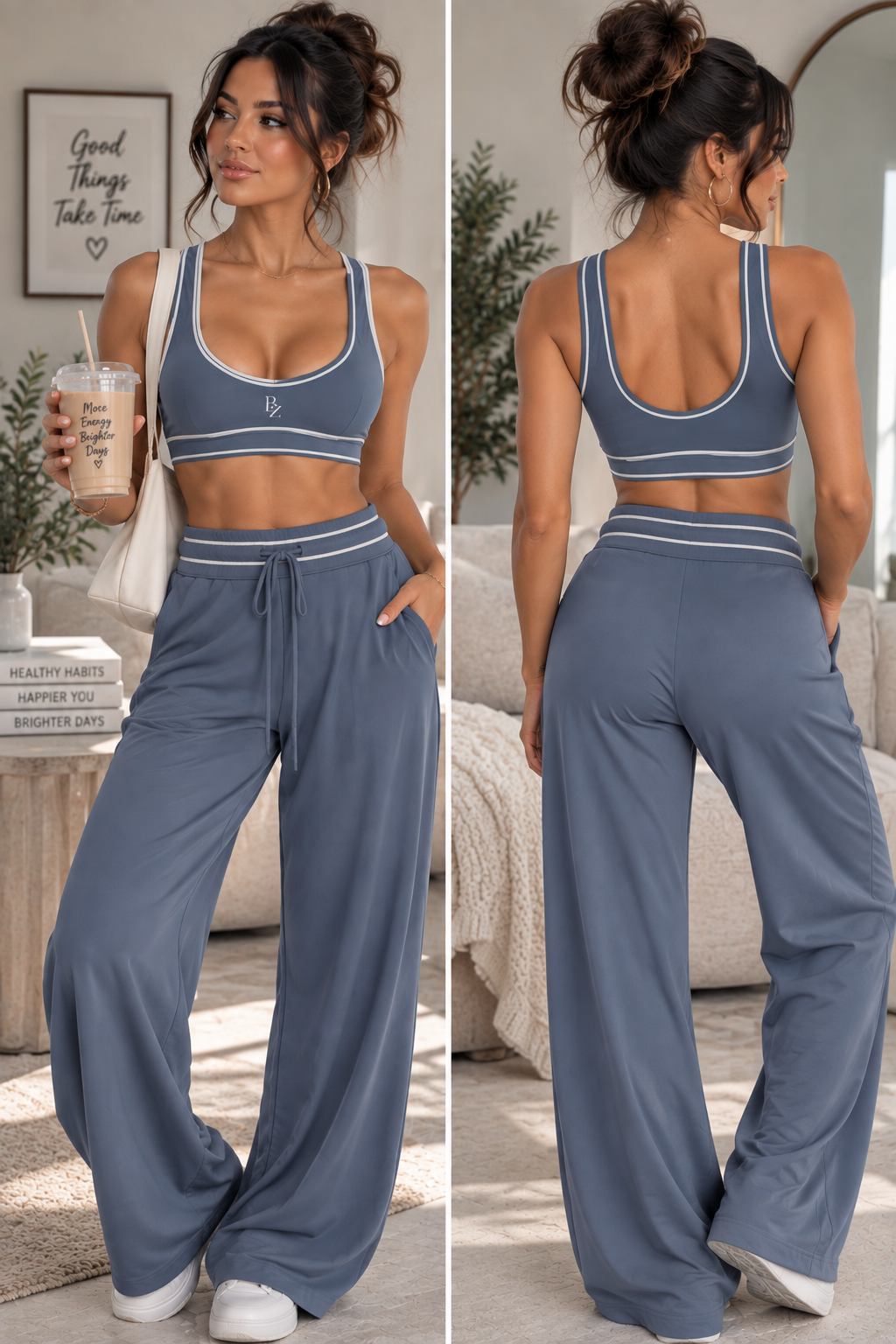Women’s Topstitch Sports Bra – U-Neck Yoga & Workout Crop Top