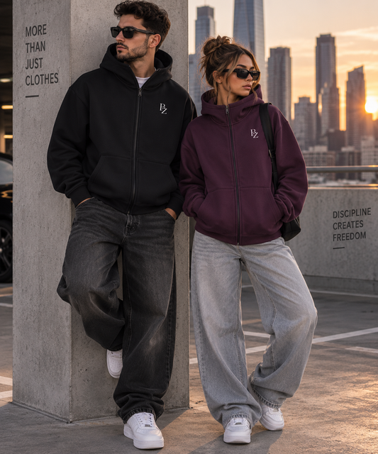 BZ Unisex 400 GSM High-Neck Zip Hoodie | Heavyweight Streetwear