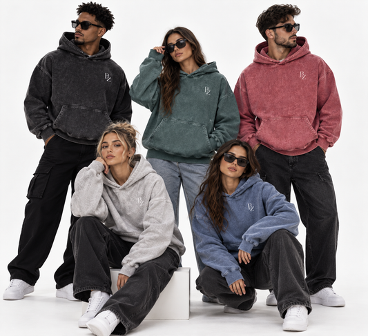 BZ Unisex 420 GSM Snow Wash Cotton Hoodie | Premium Streetwear