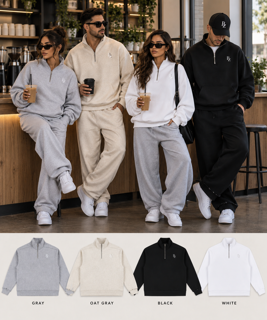 BZ Unisex 450 GSM Heavyweight Half-Zip Sweatshirt | Premium Streetwear