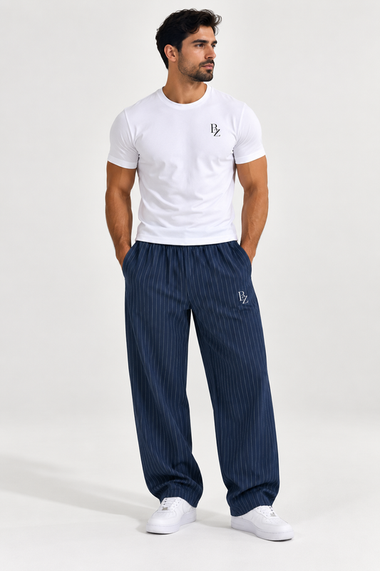 BZ Unisex Striped Pleated Pants | Lightweight Athletic Streetwear