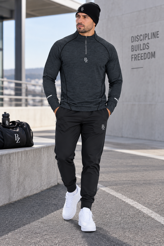BZ Men’s Quarter-Zip Performance Training Shirt | 220 GSM Athletic Top