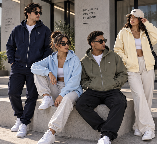 BZ Unisex 380 GSM Drop-Shoulder Zip Hoodie | Premium Oversized Hoodie