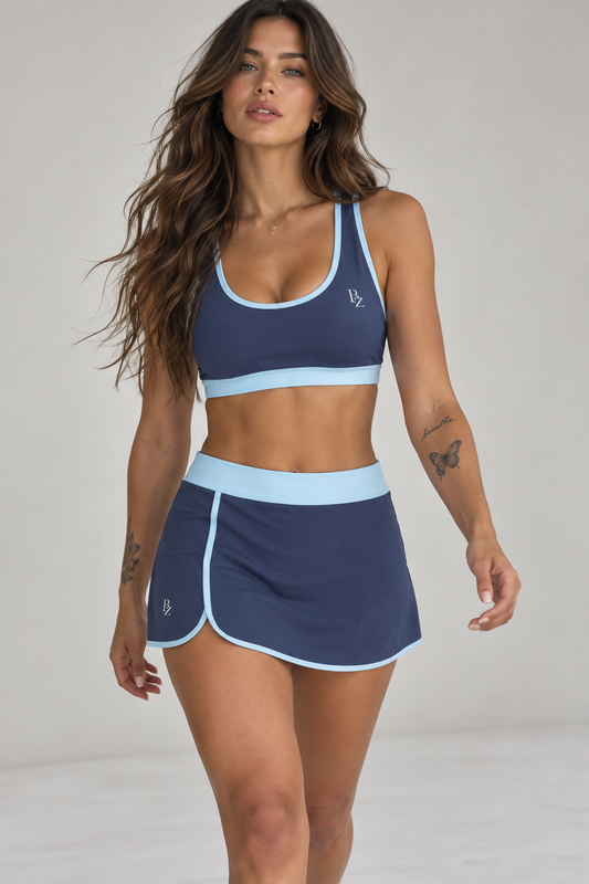 Women’s High-Waisted A-Line Skort – Color Block Tennis & Workout Skirt