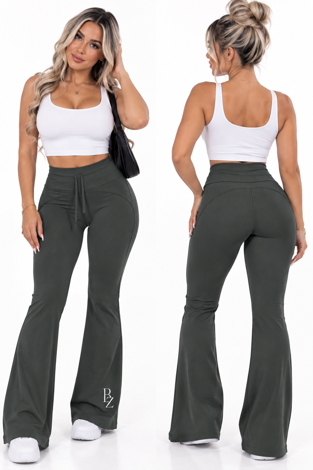 Women’s High-Waisted Flare Yoga Pants – Drawstring Pilates & Workout Pants