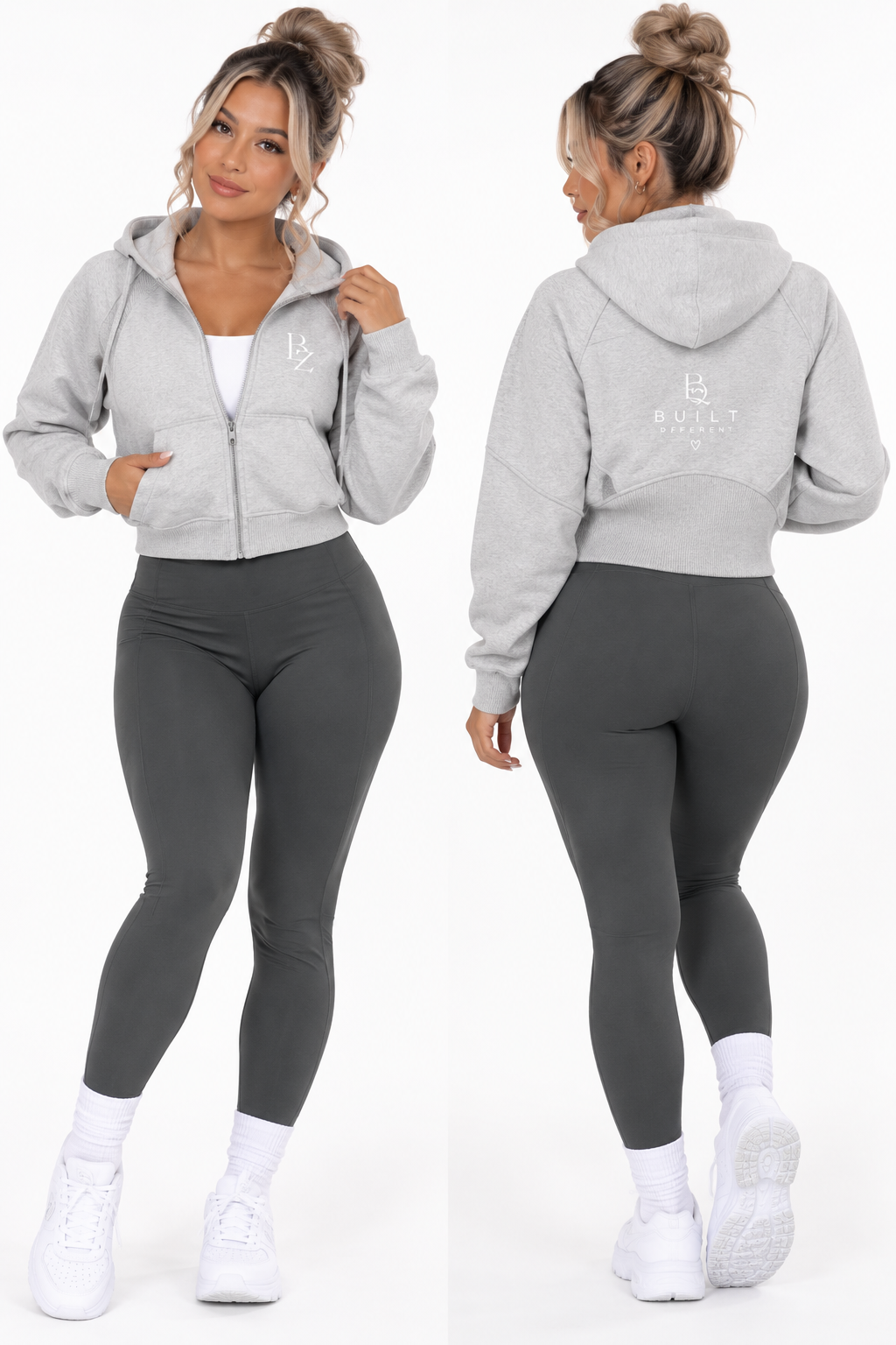Women’s Cropped Zip-Up Hoodie – Premium Activewear Jacket