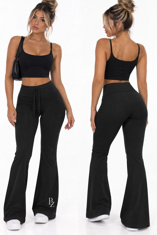 Women’s High-Waisted Flare Yoga Pants – Drawstring Pilates & Workout Pants