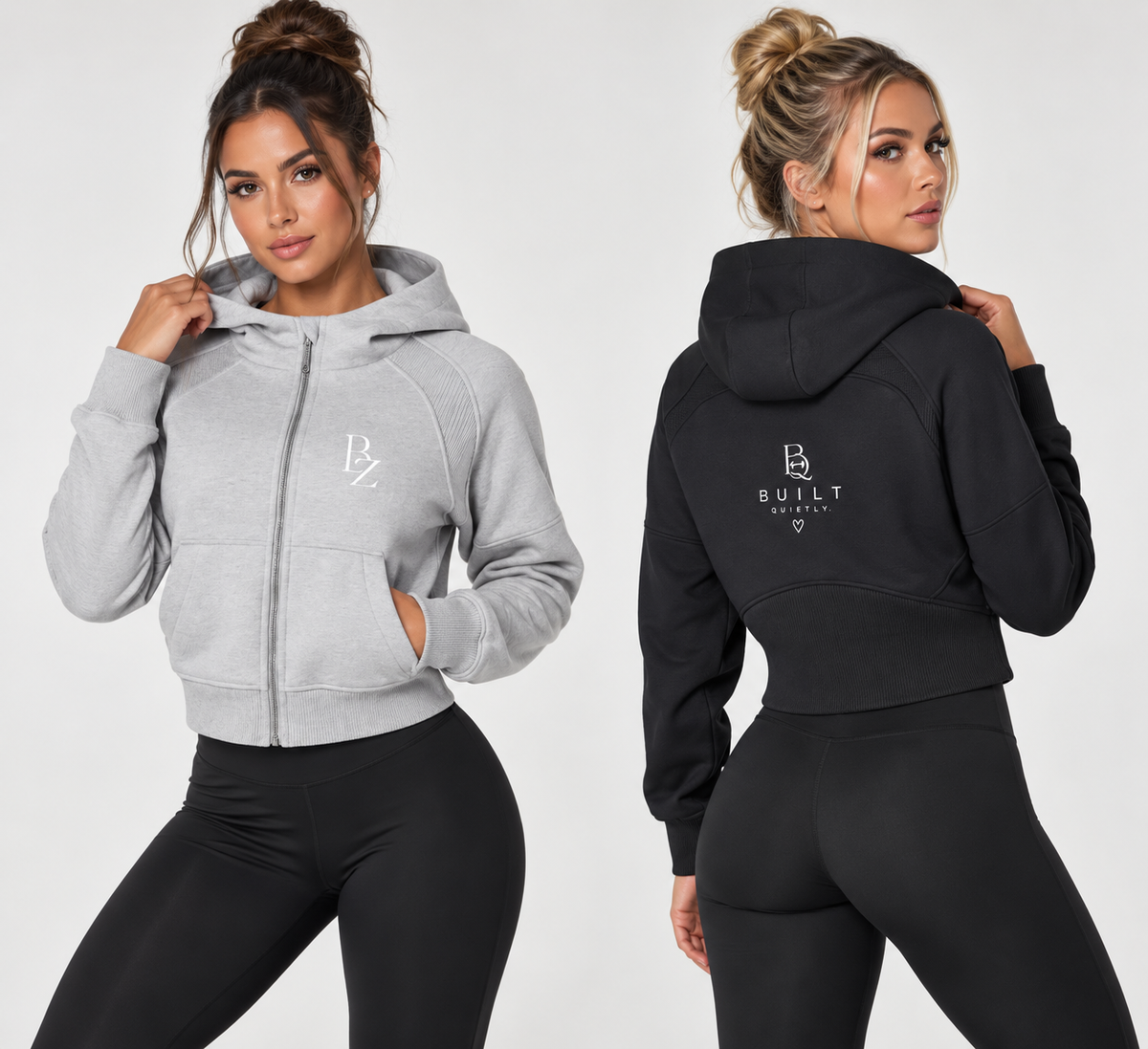 Women’s Cropped Zip-Up Hoodie – Heavyweight Activewear Jacket