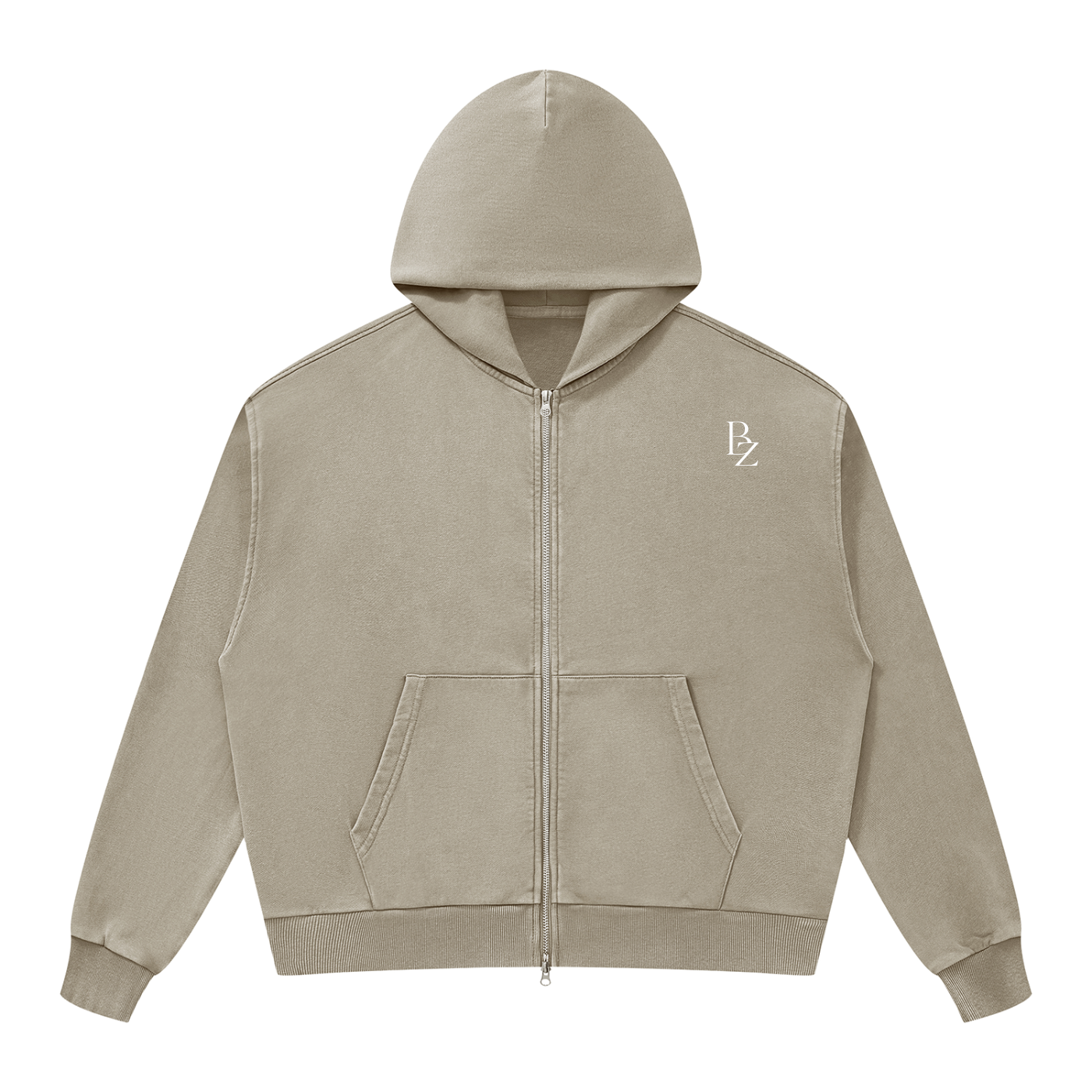 Unisex Mineral Wash Boxy Full Zip Hoodie