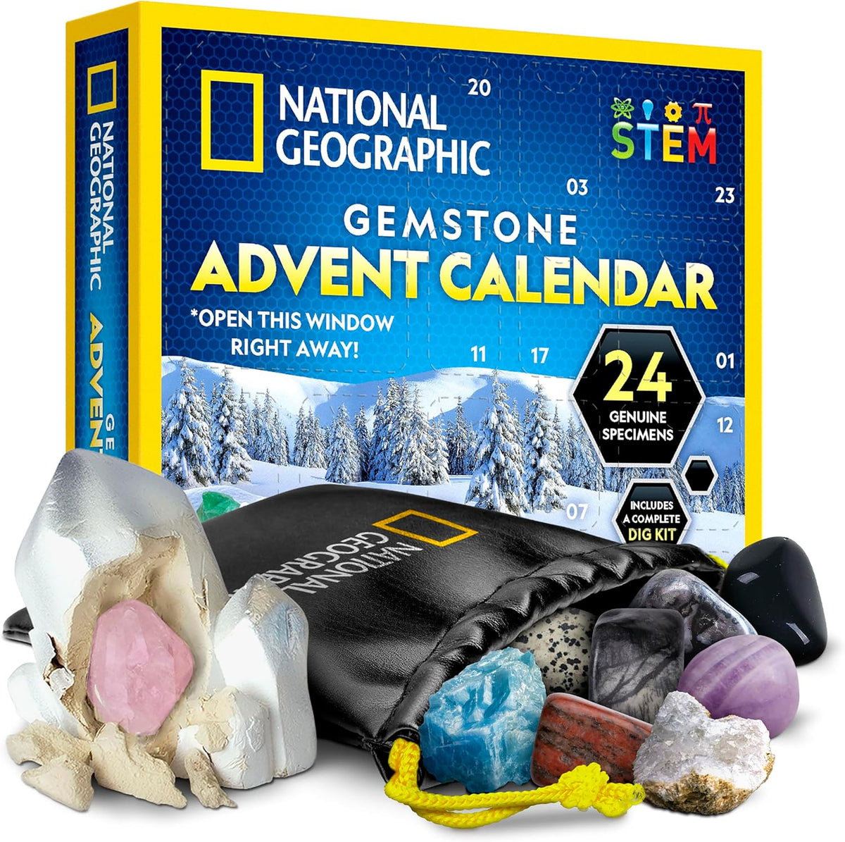 National Geographic 2026 Gemstone Advent Calendar with 24 Gems for Kids