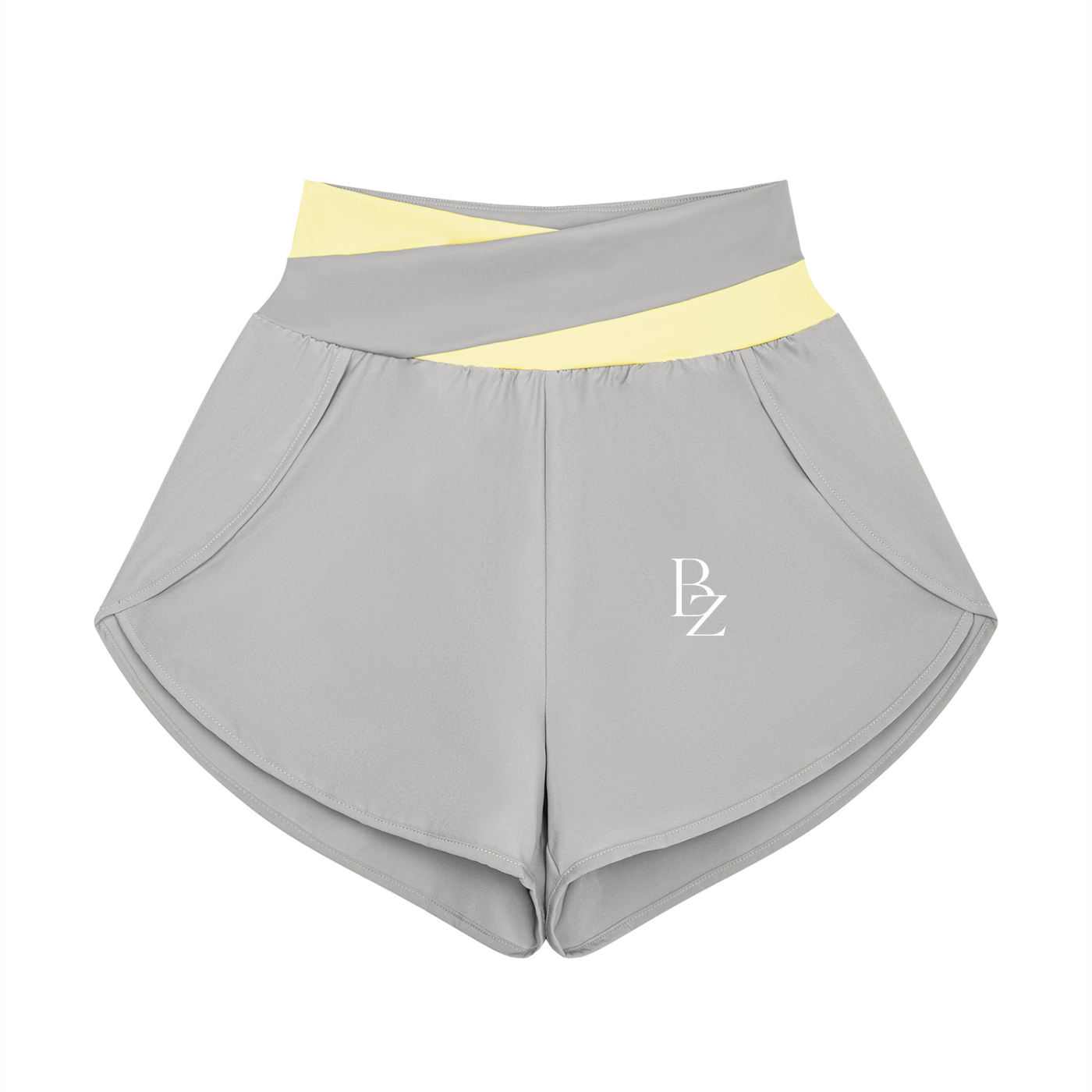 Women’s High-Waisted Panelled Yoga Shorts – Two-Tone Workout Shorts