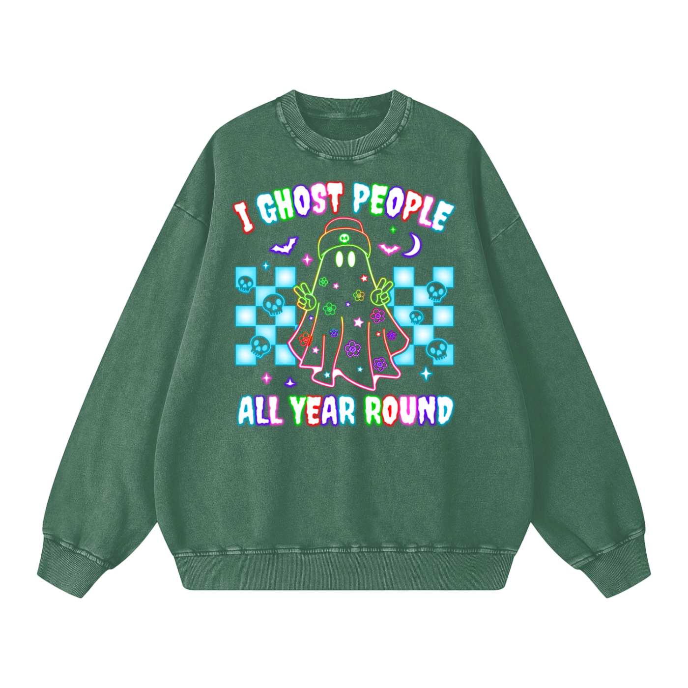 Ghost Halloween Oversized Sweatshirt - Halloween Sweater- gifts for Halloween - Halloween Costumes - Funny Sweater