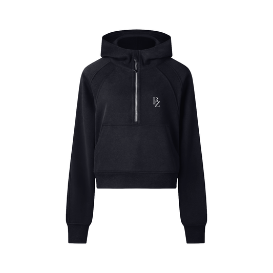 Women’s Cropped Half-Zip Hoodie – Heavyweight Workout & Athleisure Pullover