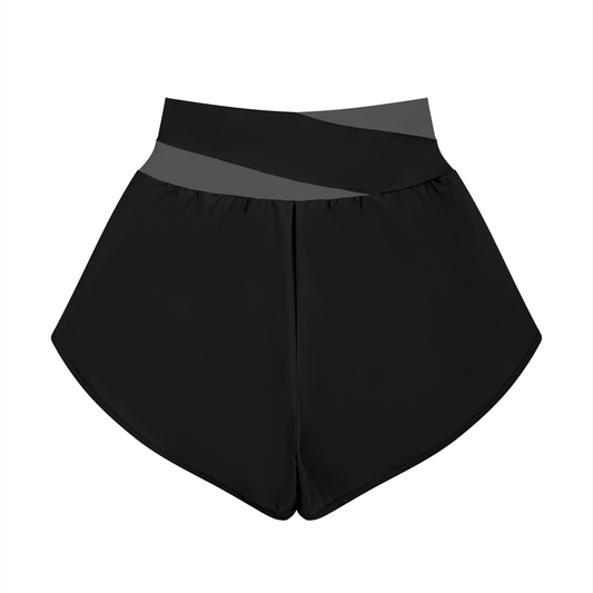 Women’s High-Waisted Panelled Yoga Shorts – Two-Tone Workout Shorts