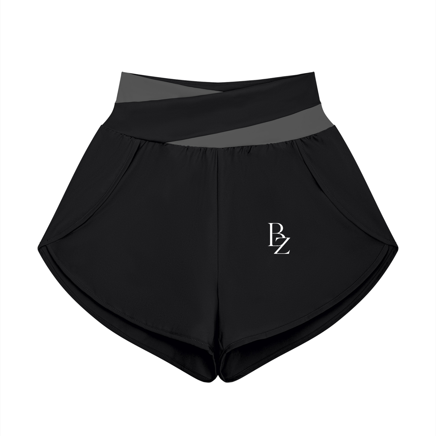 Women’s High-Waisted Panelled Yoga Shorts – Two-Tone Workout Shorts