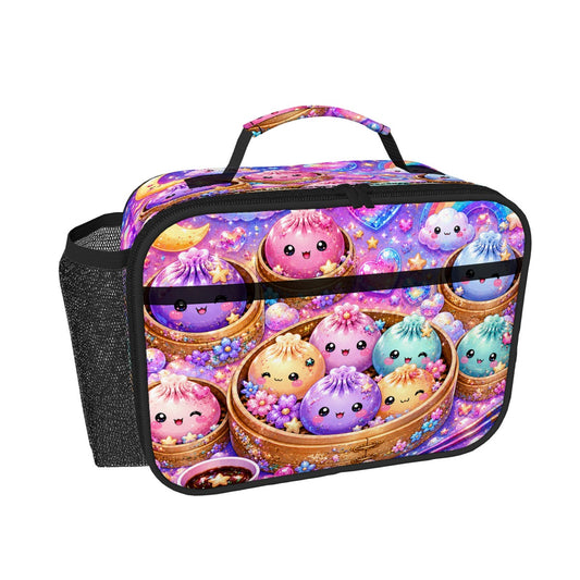 Cute Kawaii Dumpling Pattern Backpack — Colorful Pastel Moon & Stars School Bag