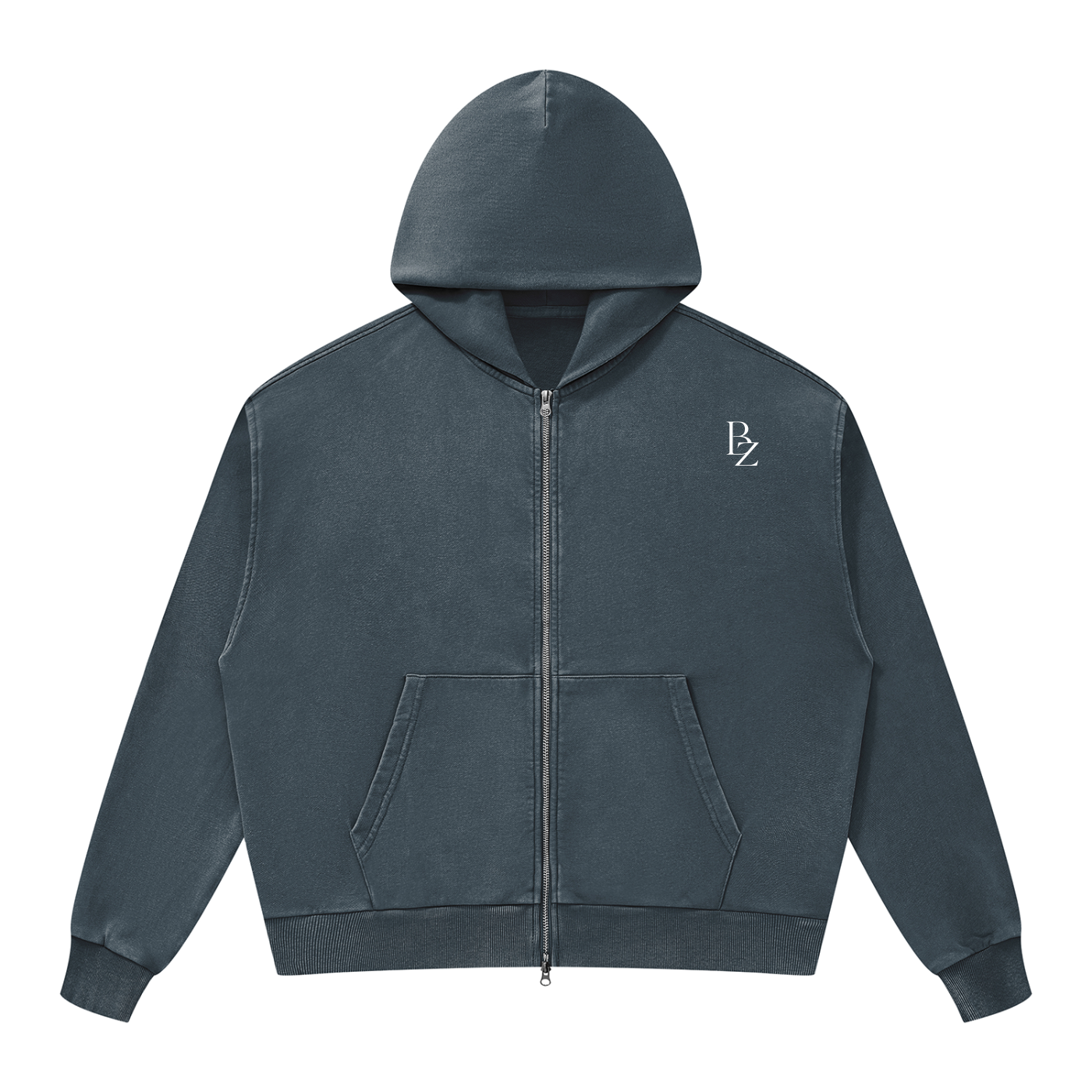 Unisex Mineral Wash Boxy Full Zip Hoodie