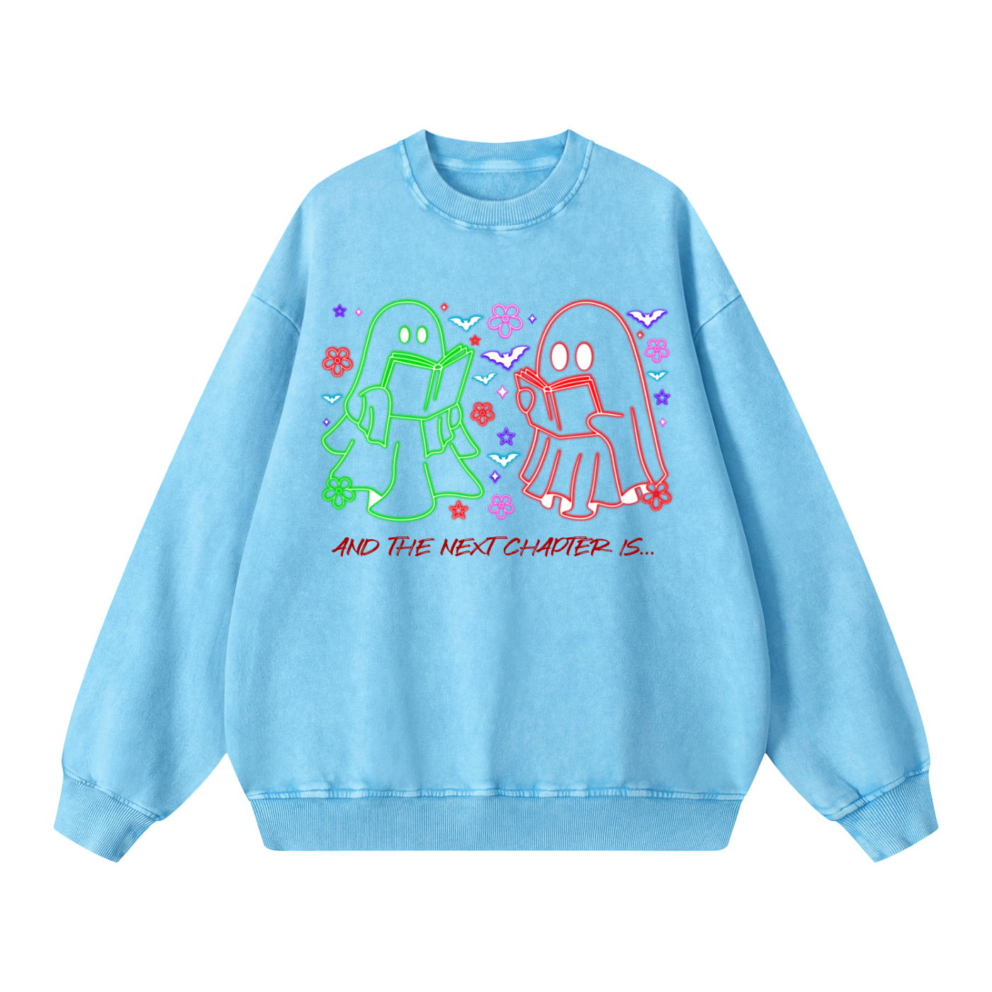 Ghost Halloween Oversized Sweatshirt - Reading Sweatshirt- Ghost Sweater - Neon Sweatshirt