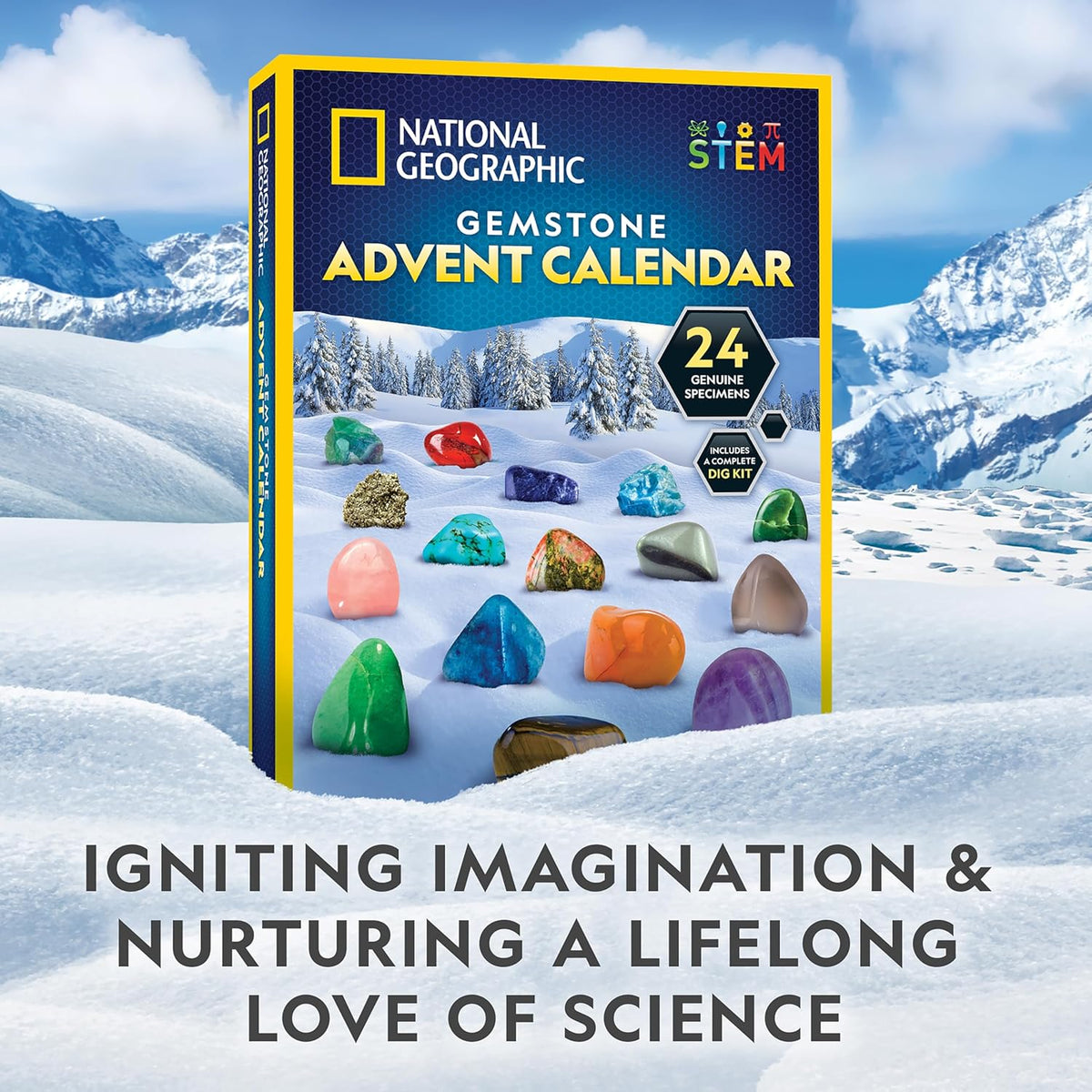 National Geographic 2026 Gemstone Advent Calendar with 24 Gems for Kids