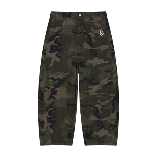 BZ Men’s Camo Barrel-Leg Cargo Pants | Utility Streetwear