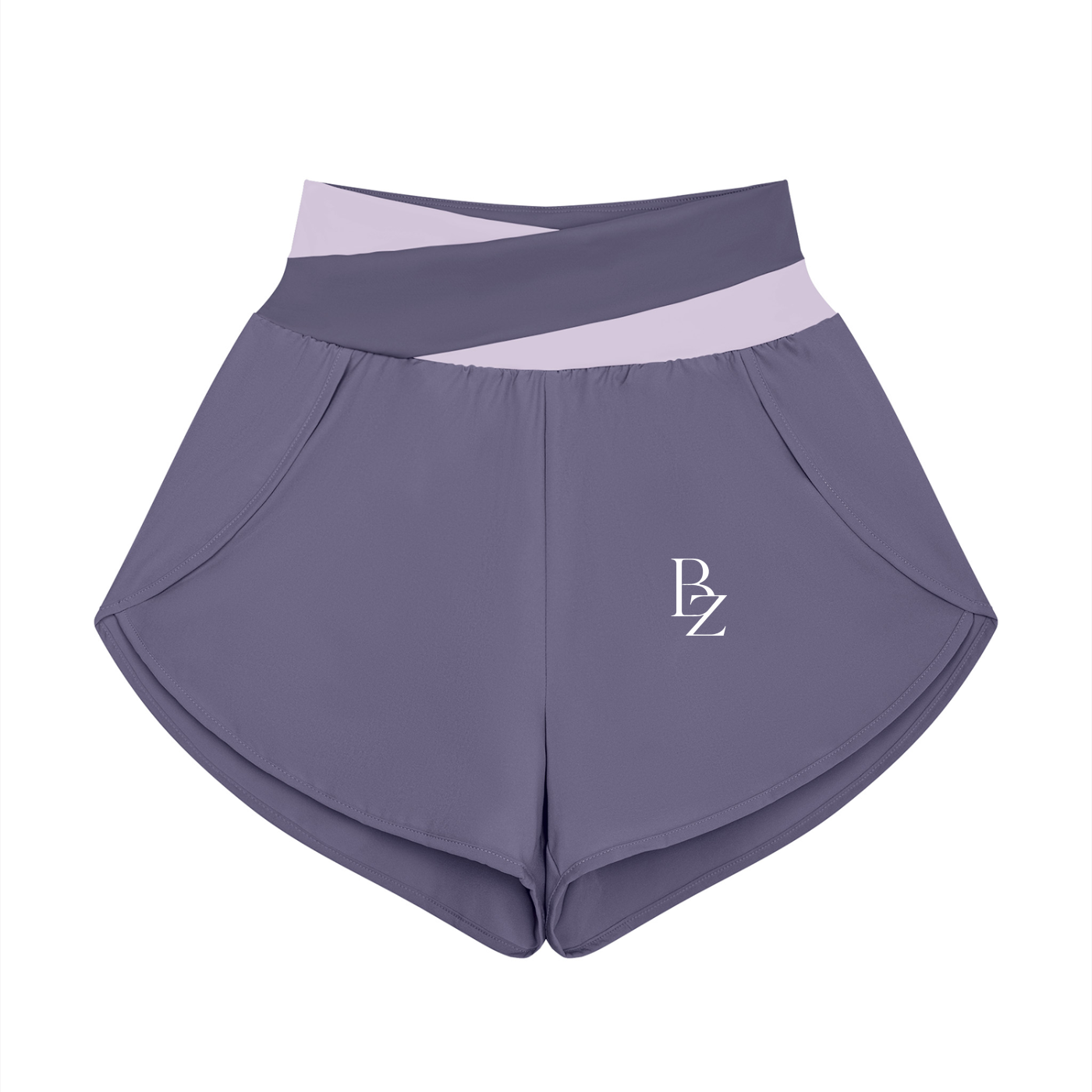 Women’s High-Waisted Panelled Yoga Shorts – Two-Tone Workout Shorts