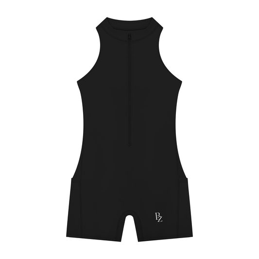 Women’s Quarter-Zip Workout Romper – Sculpting Yoga & Gym One-Piece