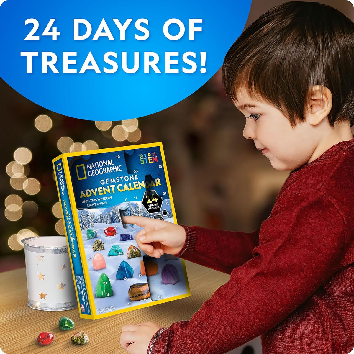National Geographic 2026 Gemstone Advent Calendar with 24 Gems for Kids