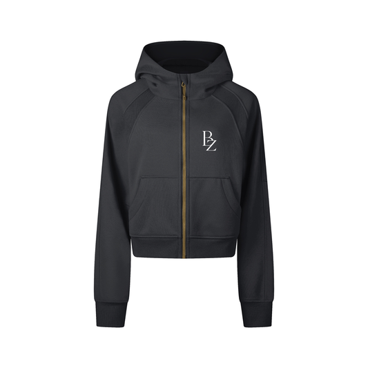 Women’s Cropped Zip-Up Hoodie – Heavyweight Activewear Jacket