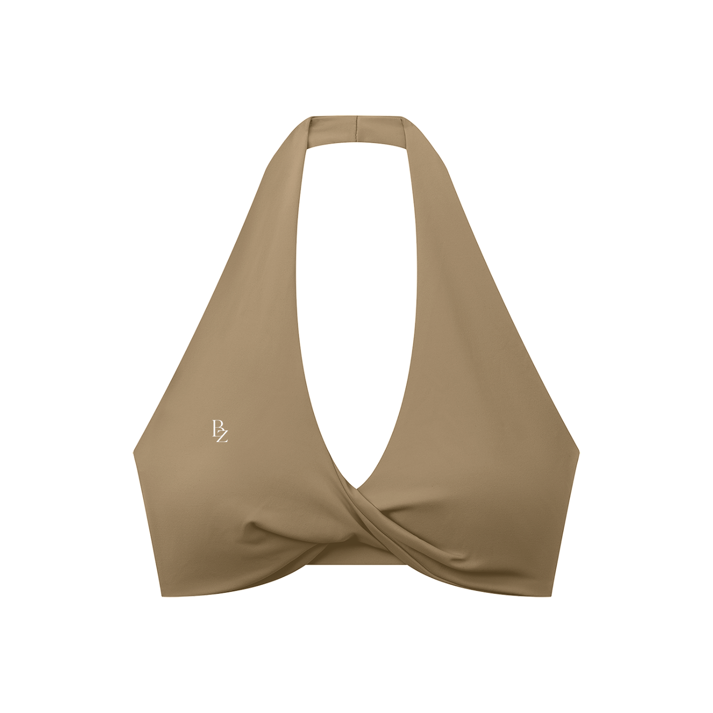 Women’s Pleated Halter Sports Bra – Twist Front Workout Crop Top