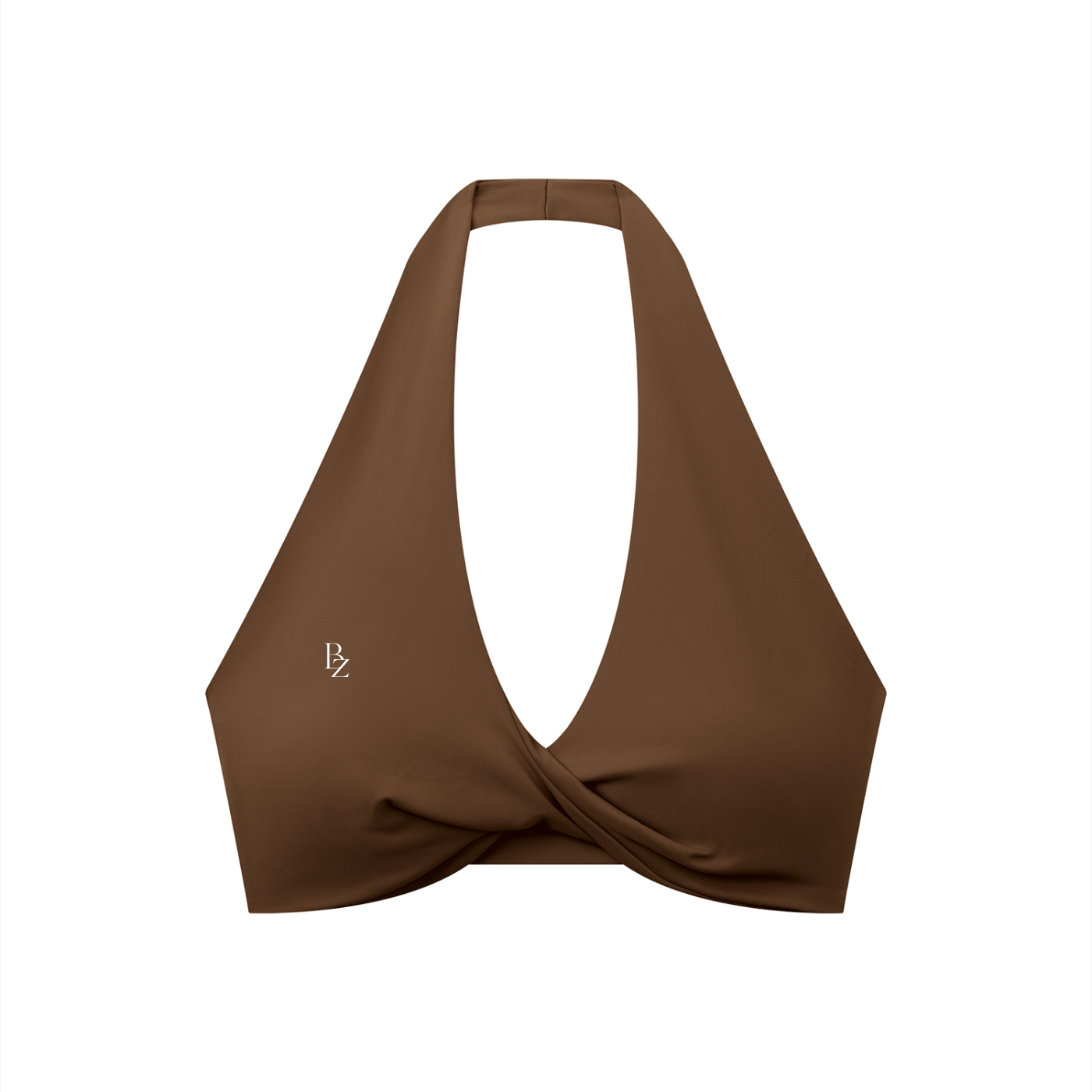 Women’s Pleated Halter Sports Bra – Twist Front Workout Crop Top