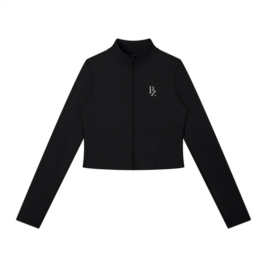 Women’s Sculpting Full-Zip Workout Jacket – Fitted Yoga & Running Jacket