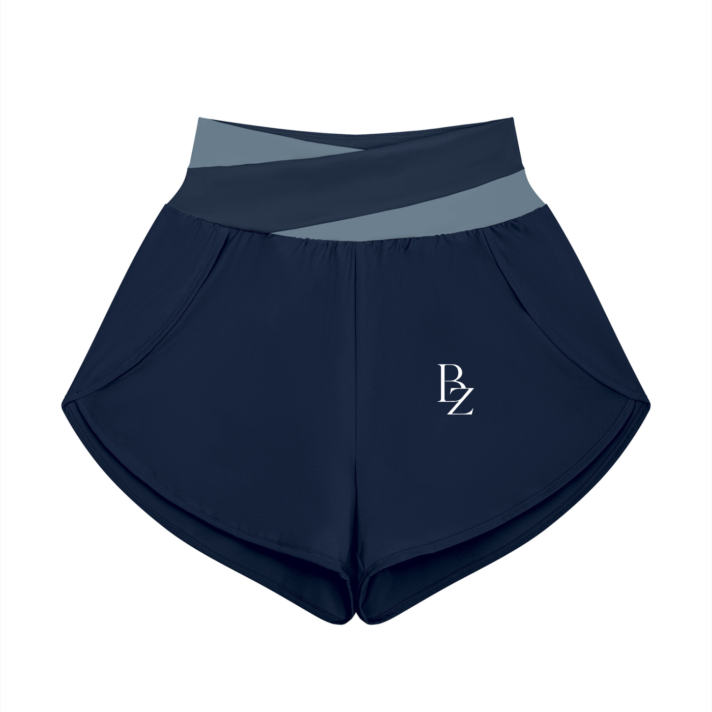 Women’s High-Waisted Panelled Yoga Shorts – Two-Tone Workout Shorts