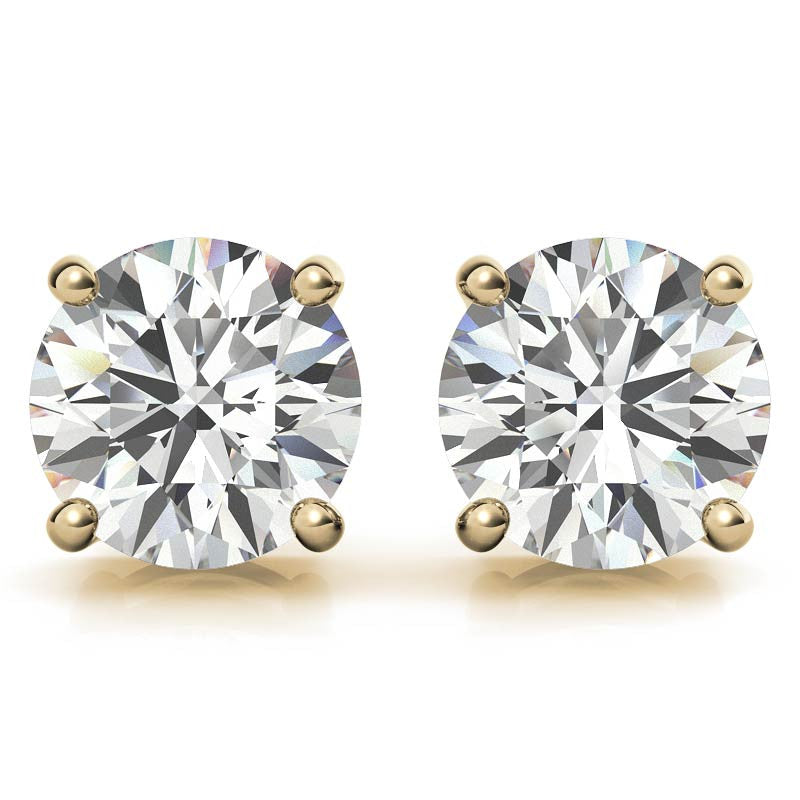 1.50 CTW Lab Grown Diamond Round Stud Earrings in 14K Solid Gold – G/vs Cert