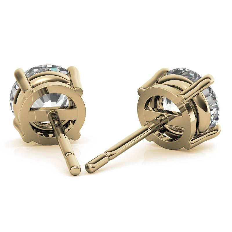 1.50 CTW Lab Grown Diamond Round Stud Earrings in 14K Solid Gold – G/vs Cert