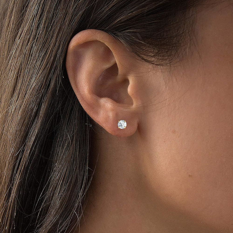 1.50 CTW Lab Grown Diamond Round Stud Earrings in 14K Solid Gold – G/vs Cert
