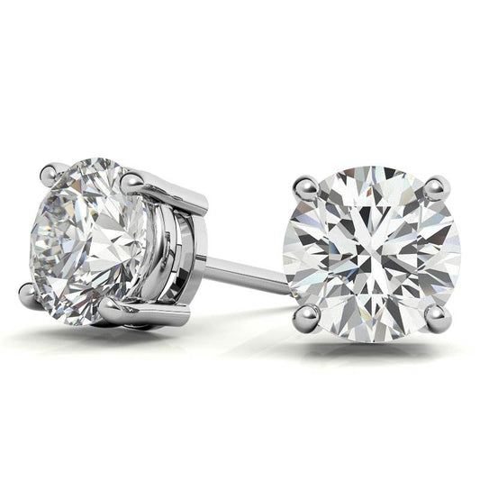 1.50 CTW Lab Grown Diamond Round Stud Earrings in 14K Solid Gold – G/vs Cert