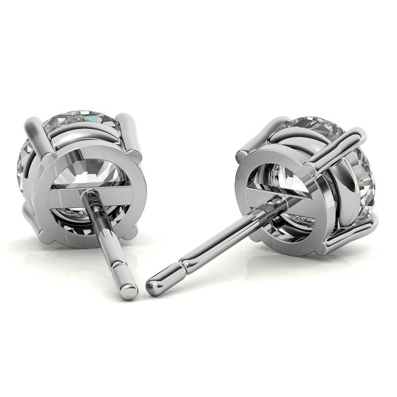 1.50 CTW Lab Grown Diamond Round Stud Earrings in 14K Solid Gold – G/vs Cert